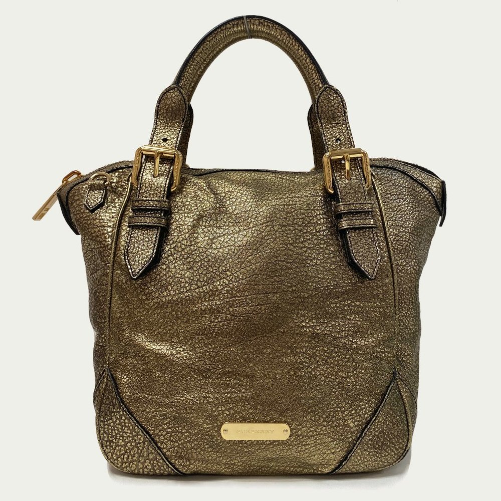 Burberry Gold Leather Satchel Bag